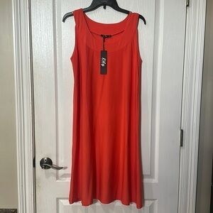 Lily S S orange, sleeveless curve, banded, neckline midi dress NWT